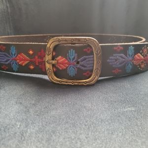 Lucky Brand Leather Embroidered Belt